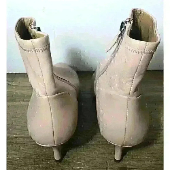 REBECCA MINKOFF Womens Pink Sz 6.5 Siya Pointed Toe Kitten Heel Leather Booties - Picture 2 of 9